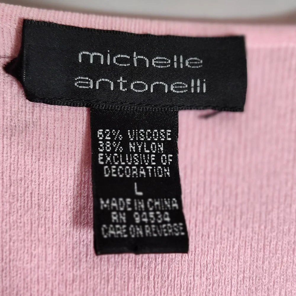 Pink Knit Top Sweater Silver Buckle Accent